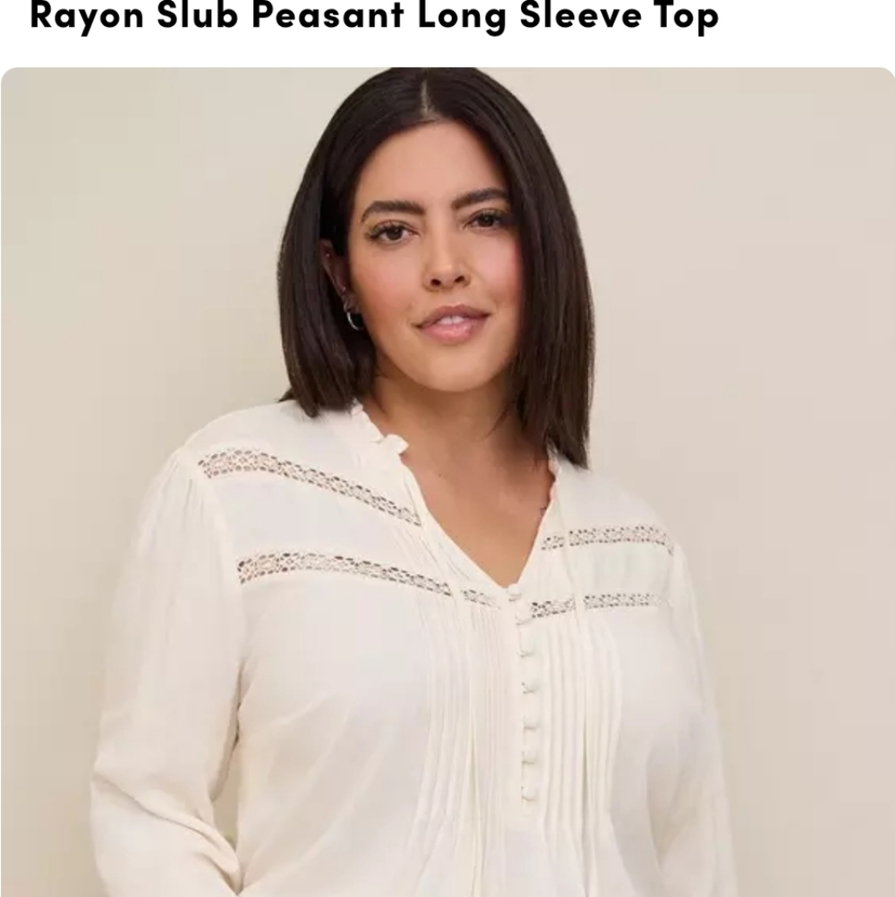 Torrid Royal Slub Peasant Long Sleeve Top - Size 2 - Picture 2 of 6